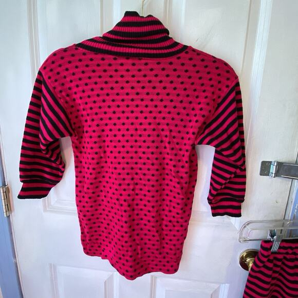 Vintage Bull Frog USA Made Girl Outfit Set Sweater & Pants Sz 6 Black Pink Strip - Picture 7 of 7